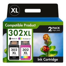 Image of 302 302 XL Black Colour Ink Cartridges for HP ENVY 4520 4524 4527 DeskJet 3630