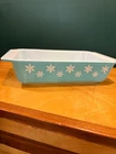 Vintage Pyrex Snowflake Casserole White on Turquoise Blue No Lid 2qt