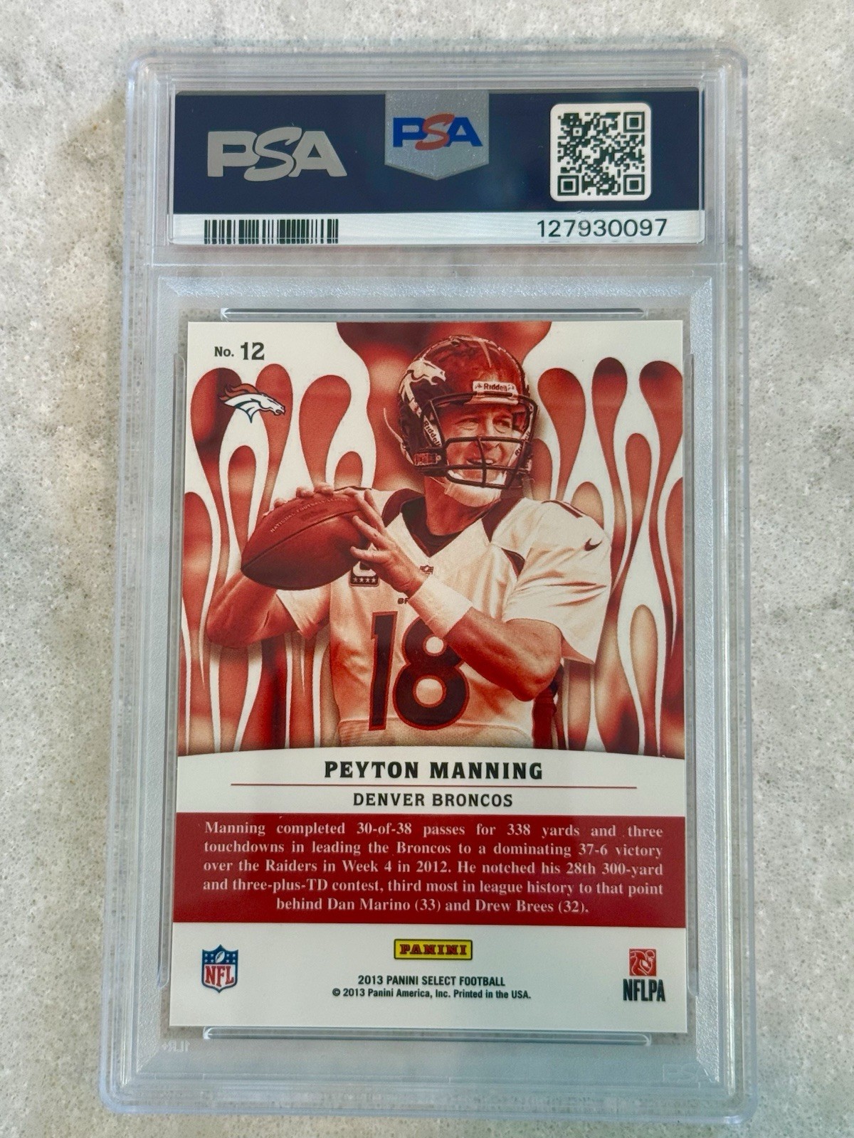 2013 Panini Select Hot Stars Peyton Manning PSA 10!! Gem Mint!! Denver Broncos view 5