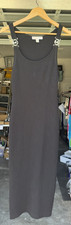 Michael Kors Womens L Black Ribbed Knit Midi Dress Gold MK Logo Hardware Large