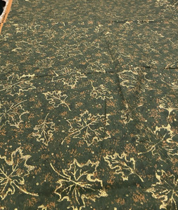 Vintage 1 Yd 30”Fabric Traditions 1997 Green Gold Sparkle Leaves Cotton Holiday