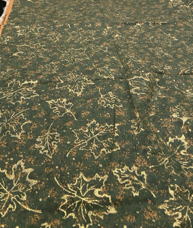 Vintage 1 Yd 30”Fabric Traditions 1997 Green Gold Sparkle Leaves Cotton Holiday