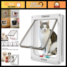 Extra Large Weatherproof Cat Door, 4-Way Locking Flap, ABS Material, 11"x9.8