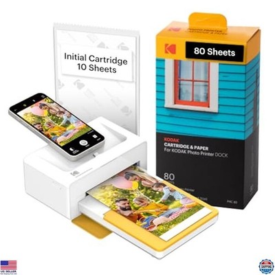 Instant Photo Printer 4x6, Dock Plus, 50 Sheets Bundle, 4PASS Technology