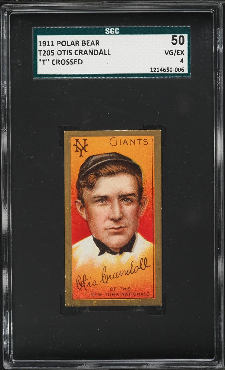 1911 T205 Gold Border Polar Bear OTIS CRANDALL NY Giants T CROSSED SGC 4 VGEX