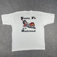 Vintage 90s Santa Fe Railroad Chico T-Shirt Mens 2XL White BNSF Railway Trains