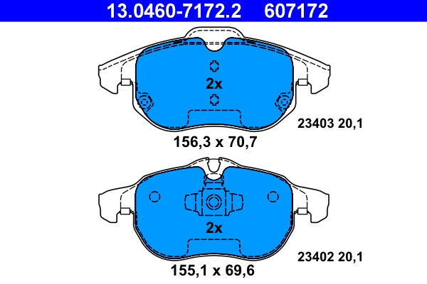 13.0460-7172.2 ATE Brake Pad Set, Disc Brake for Chevrolet, Fiat, Opel, Saab