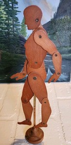 Vintage MCM Xonex Artist's Model Articulated Posable Figure W/ Stand