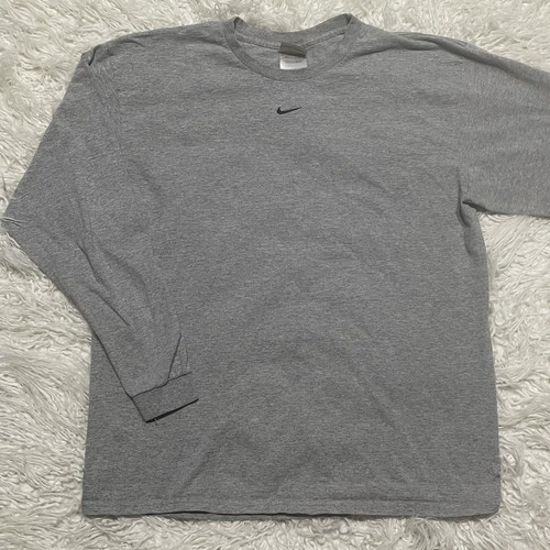 Nike Long sleeve T Shirt Center Swoosh Size Large Dark Gray Vintage