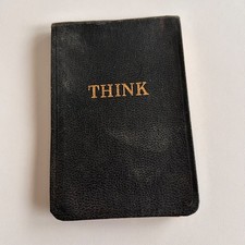 Vintage IBM THINK Black Note Pad Case and Pap...