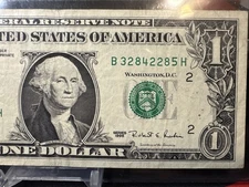 😎  $1 1995 B-H Plate #6/8 RUN 6 ( WEB NOTE)  FEDERAL RESERVE NOTE CURRENCY -