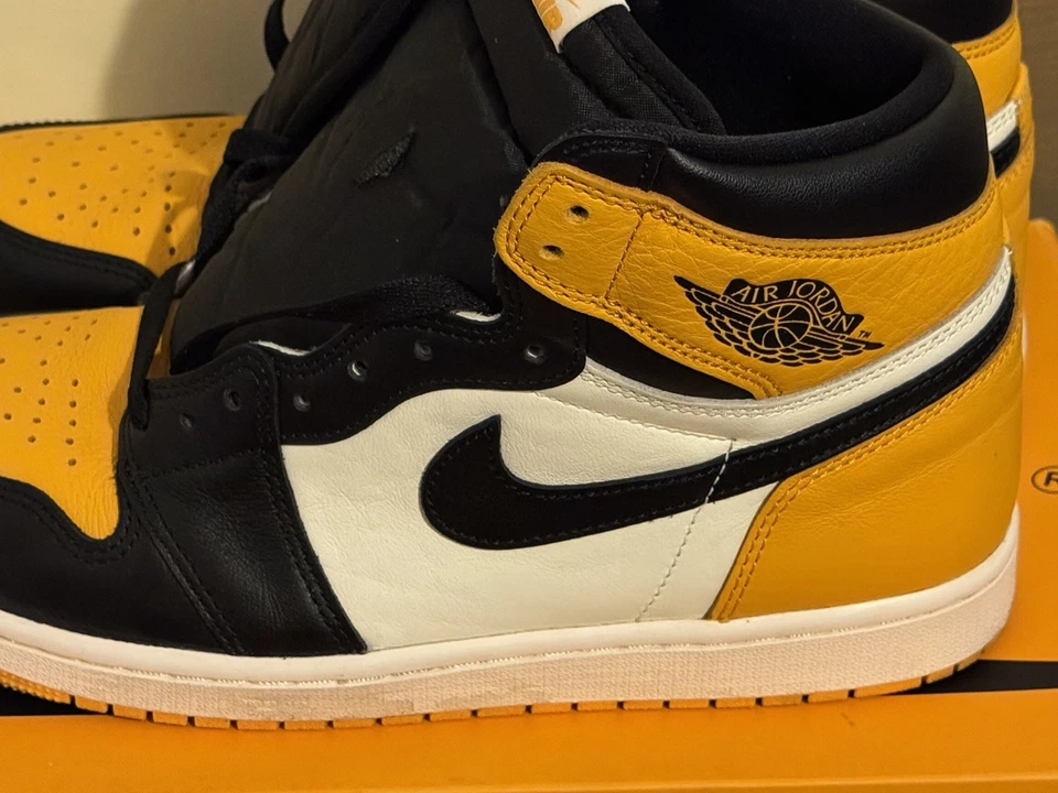 Nike Air Jordan 1 мужские размер 11 ретро высоты OG желтый носок такси 555088-711 - Изображение 2 из 4