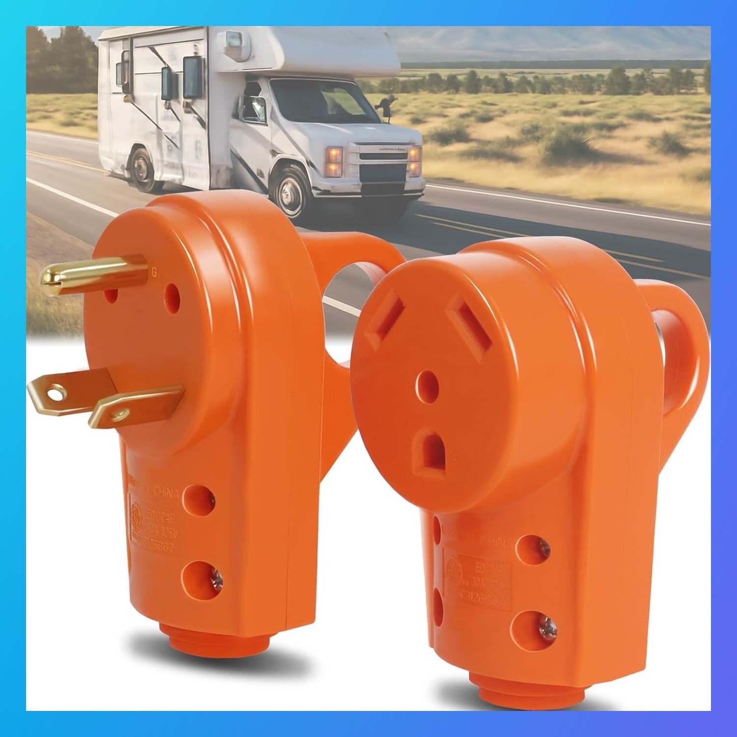 30 Amp RV Plug Set Male and Female 125V Replacement Plugs with Handles