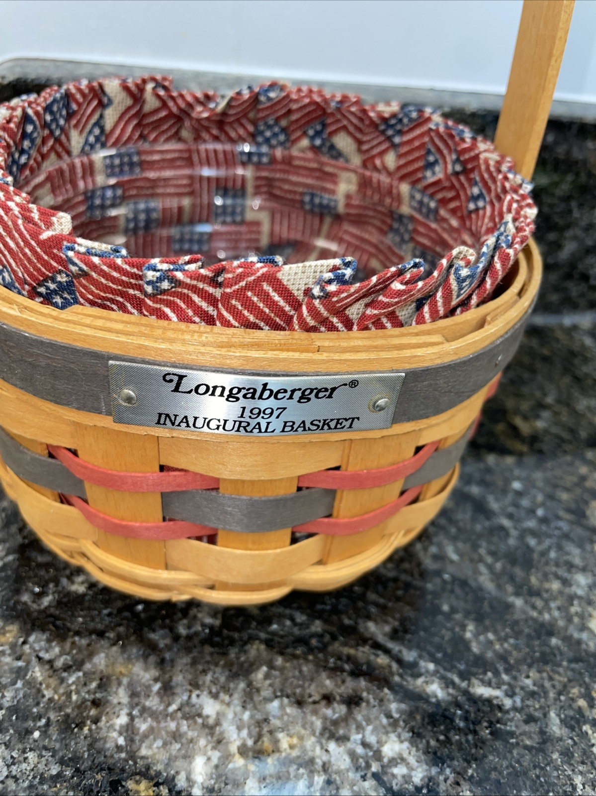 Longaberger 1997 inaugural basket, Liner, Protector, USA