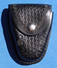 Black Basketweave Leather Galls G4148W Handcuff Belt Case