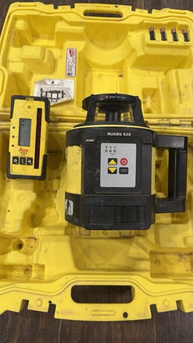 Leica Rugby 820 Self Leveling Rotary Laser Level With Receiver And Case