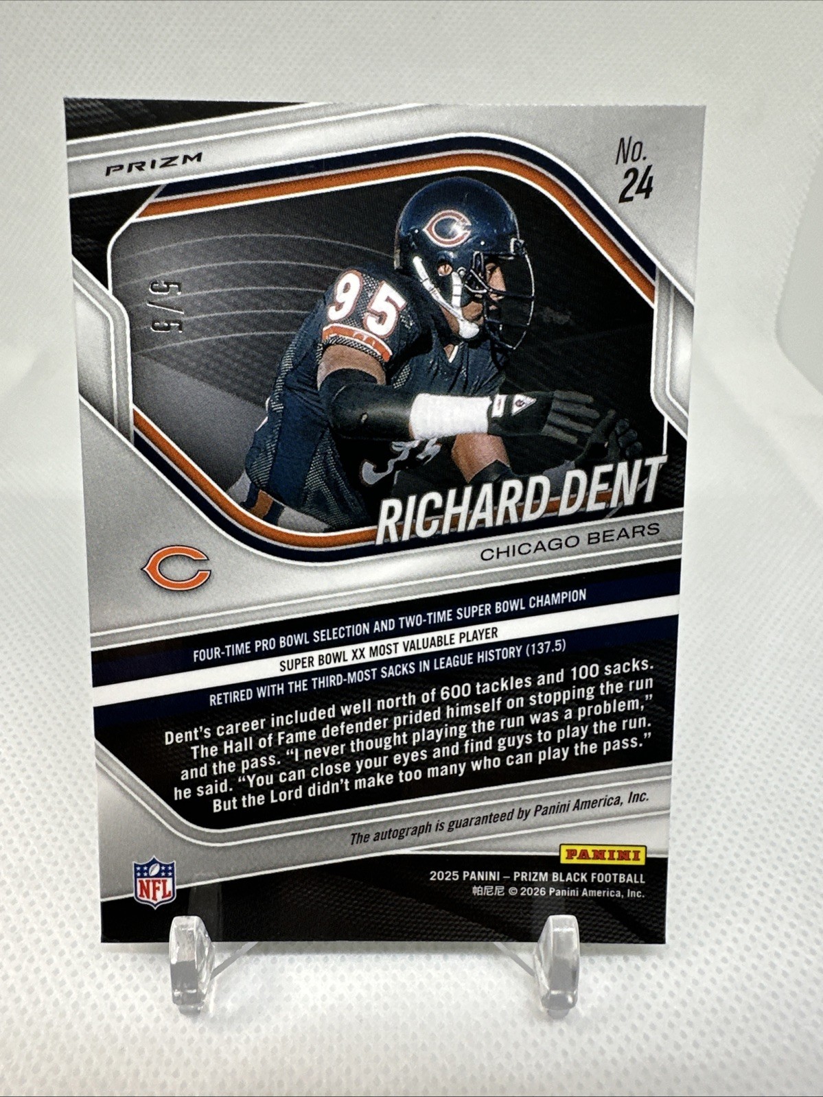 2025 Prizm Black Richard Dent Gold Vinyl Auto 5/5 Bookend!! BEARS SSP 🔥 view 6