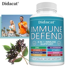 Immune Defend Supplement,8-IN-1 Immune Support,120 Capsules