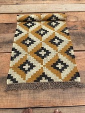 Image of Wool Kilim Jute Runner Rug Flatweave Hallway Carpet