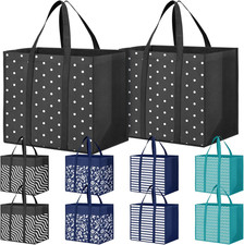 10 Pack Reusable Extra Large Grocery Bags with Handles for Shopping Picnic Tote