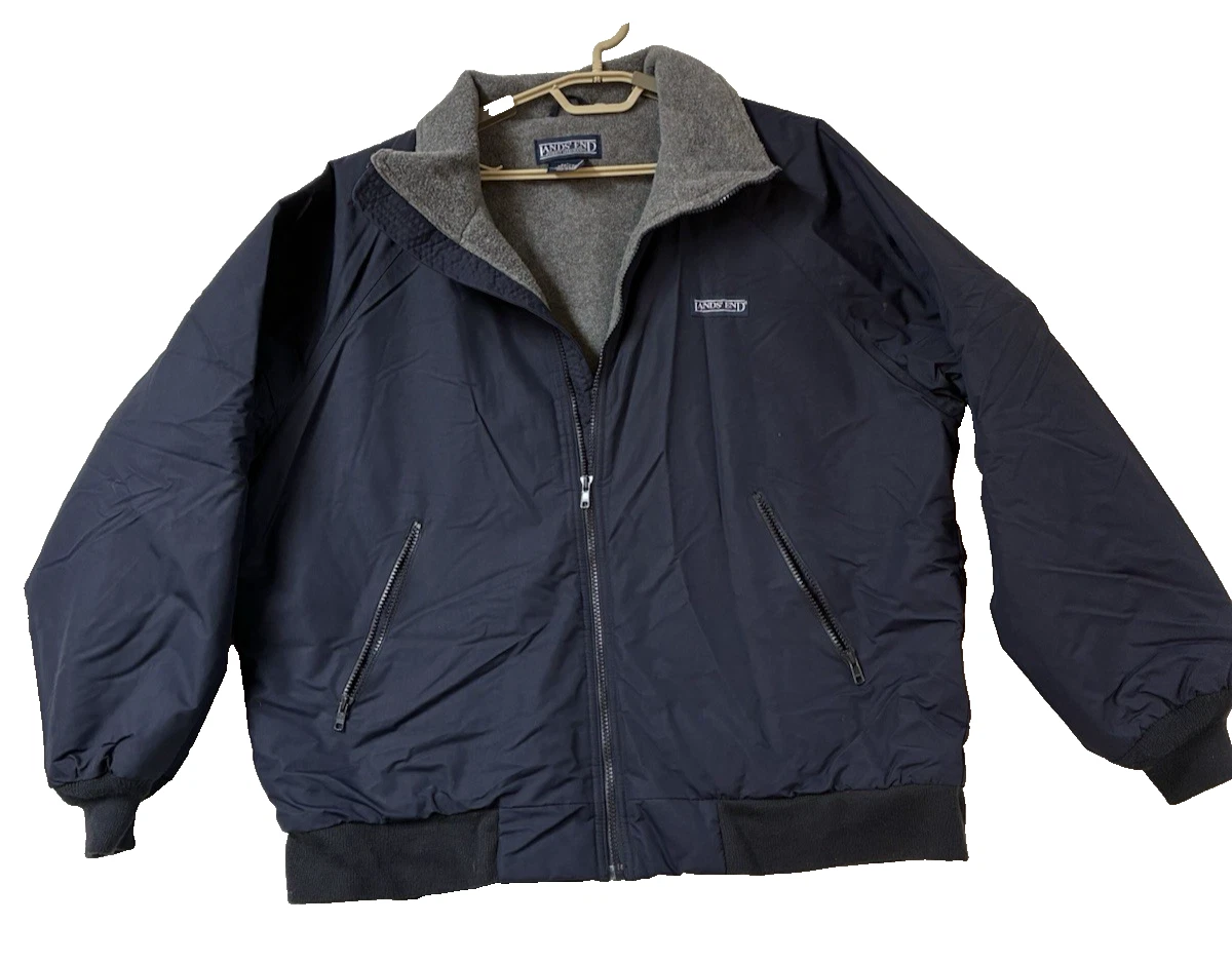 Lands Ends Unisex Large (42-44) Fleece Lined Winter Jacket/ Parka Navy Polartec