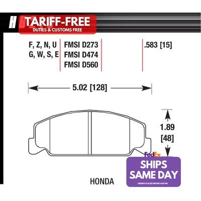 Hawk Brake HB218E.583, Set of 4 Brake Pad Front Fits Honda Blue Compound Perform
