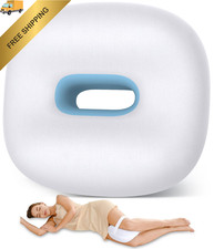 Knee Pillow for Side Sleepers, Memory Foam Leg 10"L x 9"W x 5.1"H, White blue