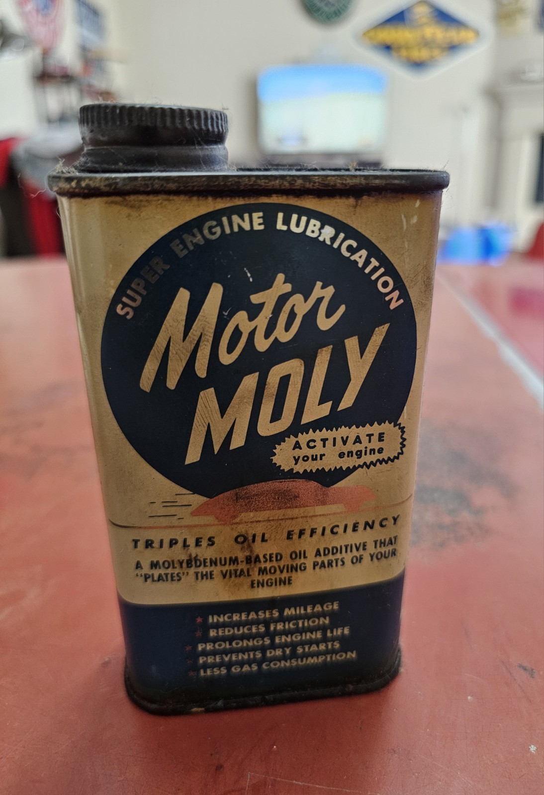 Vintage Motor Moly 8 Oz Engine Lubrication Can Still Full! 