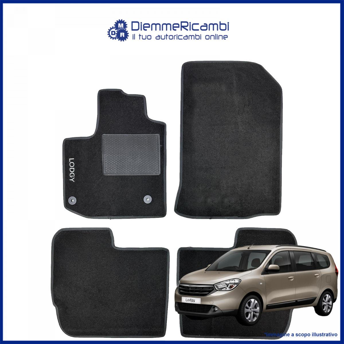 Tappetini Dacia Lodgy dal 2012 in Moquette Nera - Kit 4 Pezzi Alta Qualità