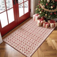Knit Look Christmas Rug 3x5 for Entryway Kitchen Red Holiday Rug for Bedroom ...