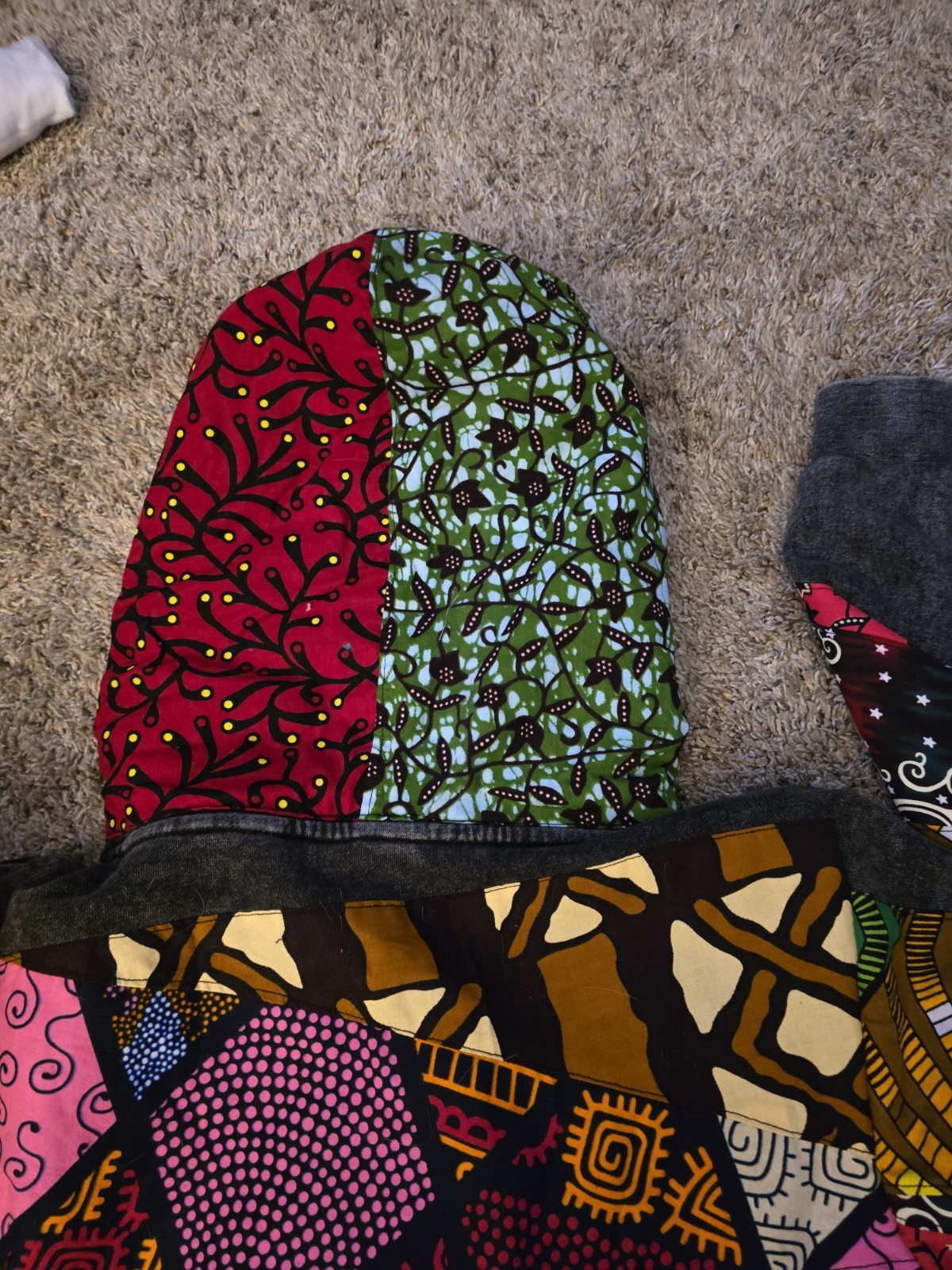 Watoto Multicolor Patchwork Pullover Hoodie Geome… - image 5