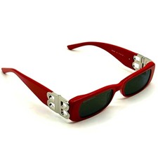 Balenciaga Dynasty BB0096S 015 Red BB Logo Women's Rectangle Sunglasses