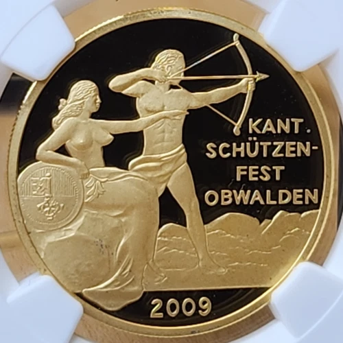 2009 Switzerland Swiss Shooting Fest 500F Gold Coin Hab-82a  NGC PF69UC