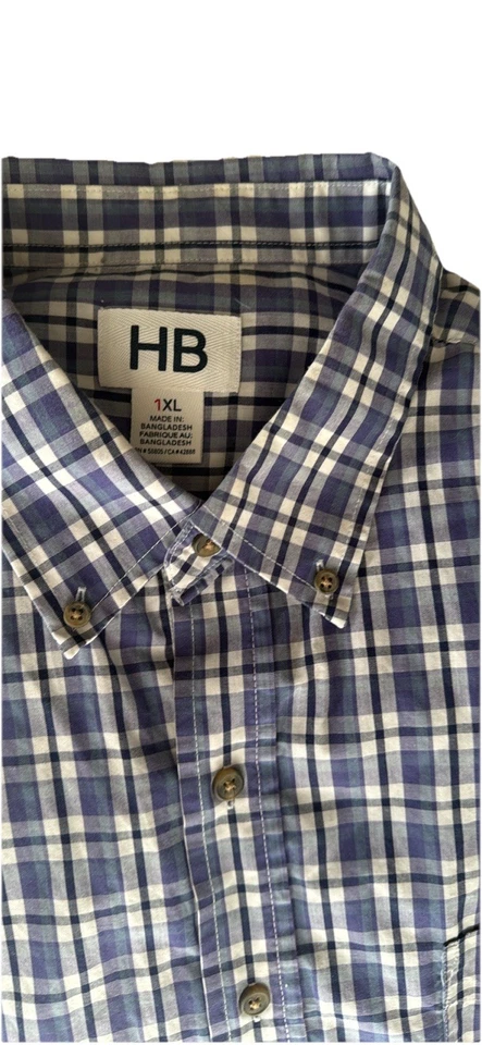 (2) HB XL Men’s Short Sleeve Button Down Blue Stripes Shirts.  Lightly Worn - Imagem 2 de 4