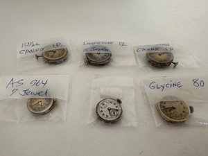 Vintage Lot 6 Mixed Ladies Winding Watch Movement, Running & For Parts