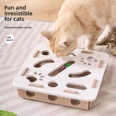 Cat Puzzle Toy Felt Play Box Interactive Ball Track Exercise Cat Toy