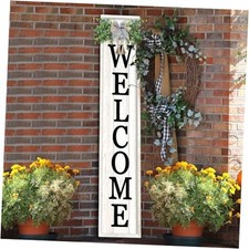 Outdoor Welcome Sign for Front Porch Standing 45"L x 9"W Outdoor Welcome  White 