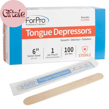 Senior Tongue Depressors, Large Wax Applicator Sticks, 6" Senior Sized, Sterile,