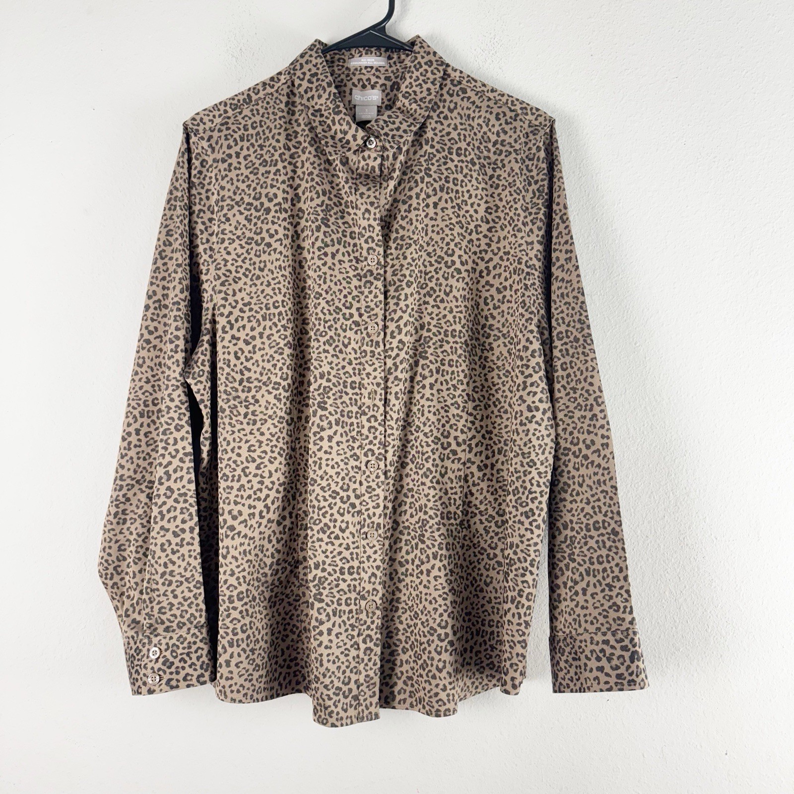 Chico's Women's No-Iron All Seasons Classic Shirt Size 16/18 Black & Neutral