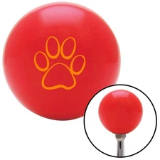 Orange Paw Print Outline Red Shift Knob w/ M16x1.5 Insert Shifter Auto Manual