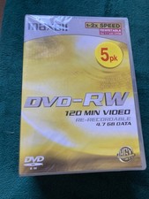 5 Pack Maxell DVD-RW Discs 4.7gb 1-2 x speed brand new and sealed