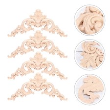 4Pcs Wooden Carved Onlay Corner Protectors for Home Furniture Decoration