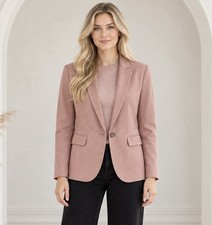 Ann Taylor The One Button Blazer Doubleweave Size 6 Cedar Rose Pink 189