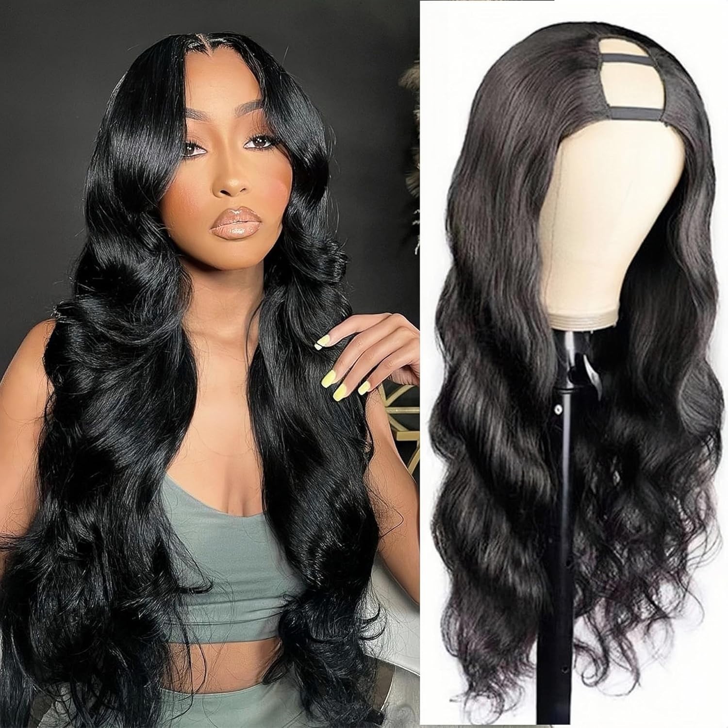 U Part Human Hair Wig Body Wave Brazilian Virgin Hair Glueless Wigs Human Hair