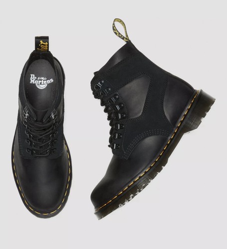 DR DOC MARTENS 1460 Pascal Boots Streeter Black Leather/Suede 10 Men’s