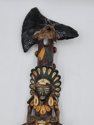 RARE VINTAGE Aztec Mayan Axe Spearhead Folk Art Sacrificial