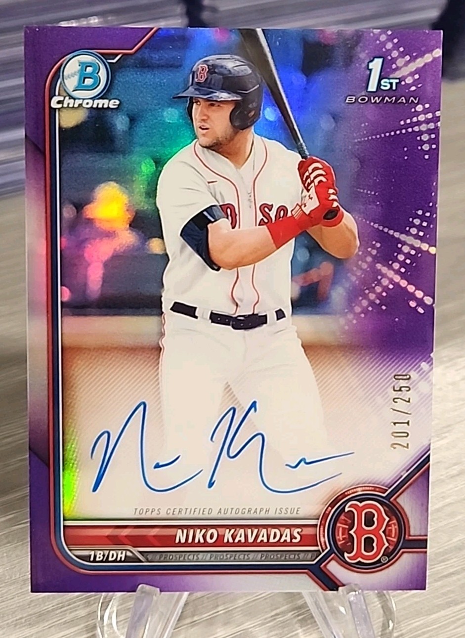 Niko Kavadas 2022 Bowman Chrome Autograph Purple Refractor /250 1st Red Sox