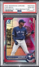 2022 BOWMAN CHROME PROSPECTS RED REFRACTOR #BCP209 LUIS MEZA 5/5 PSA 10