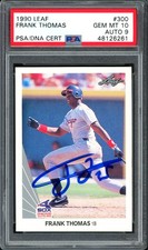 Frank Thomas Signed 1990 Leaf RC 300 White Sox Signed 9 Card Gem-MT 10 PSA/DNA