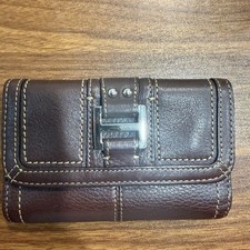 VTG Fossil Brown Buckle Leather Wallet with Stitching
